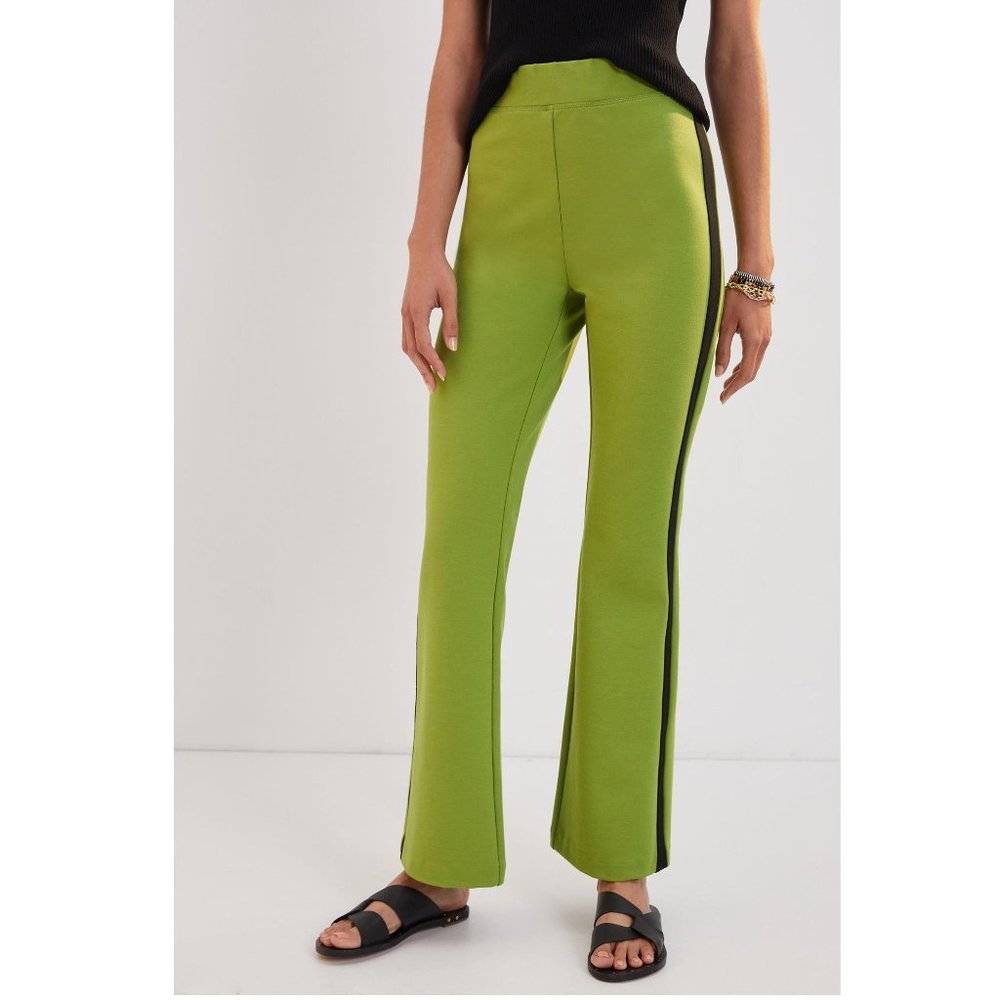 NWOT 💚 Anthropologie Maeve Ponte Flare Pants Chartreuse Green Small